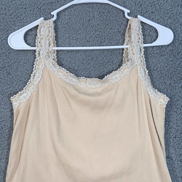 Chico's Top Womens 0 Camisole Lace Sleeves Strap Scoop Neck Ribbed Knit Solid - Picture 6 of 11